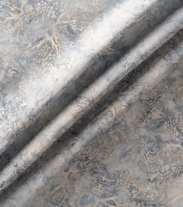 Ice Blue Branches Batik Cotton Fabric - Image 3