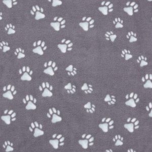 White Paws on Gray Anti Pill Fleece Fabric