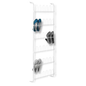 Honey Can Do 22.5 x 63 White Steel 18 Pair Over The Door Shoe Rack