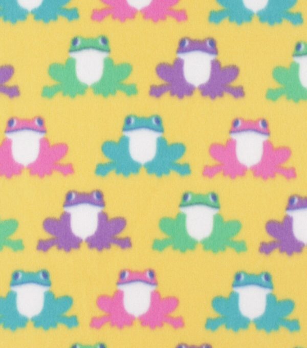 Frogs on Yellow Blizzard Fleece Fabric