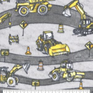 Road Closed on Gray Anti Pill Fleece Fabric