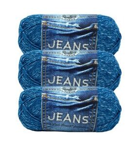 Lion Brand Jeans Worsted Acrylic Yarn 3 Bundle