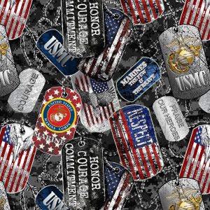 Military Cotton Fabric Marines Dog Tags