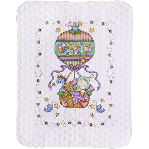 Tobin 34 x 43 Balloon Ride Baby Quilt Stamped Cross Stitch Kit