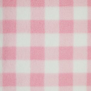 Pink Gingham Sherpa Fleece Fabric