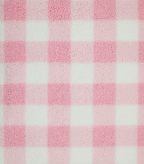 Pink Gingham Sherpa Fleece Fabric