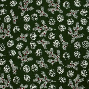 Pinecones   Pine on Green Super Snuggle Christmas Flannel Fabric