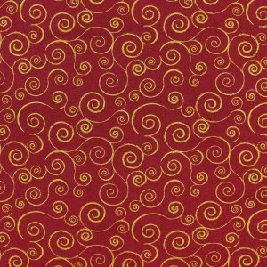 Scrolls Christmas Glitter Cotton Fabric