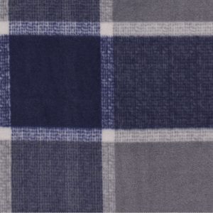 Navy   Gray Windowpane Plaid Anti Pill Fleece Fabric