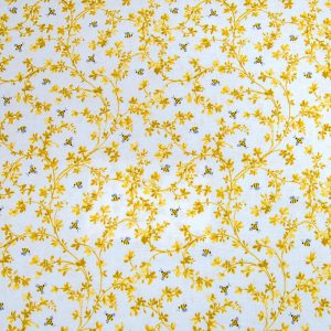 Yellow Bees   Vines Quilt Metallic Cotton Fabric by Keepsake Calico