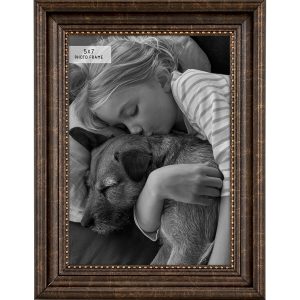 MCS 5 x 7 Espresso   Gold Beaded Scoop Tabletop Picture Frame