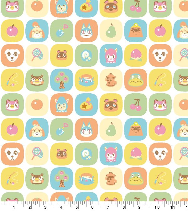 Animal Crossing Friends Tile Cotton Fabric