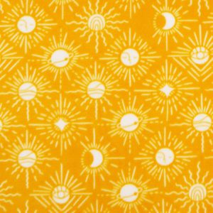 Moon Icons on Yellow Anti Pill Fleece Fabric