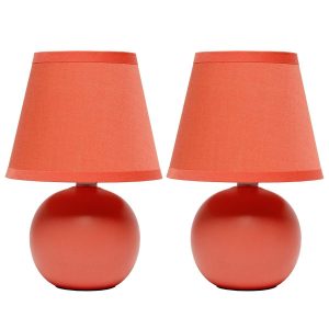 All The Rages 9 Ceramic Petite Orb Base Desk Lamp With Fabric Shade 2pk
