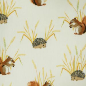 Squirrels   Hedgehogs on Yellow Anti Pill Fleece Fabric