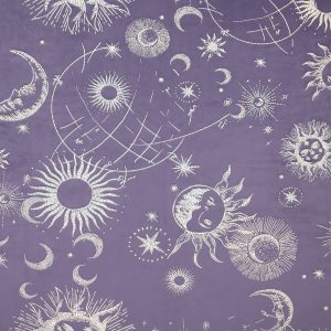 Metallic Celestial on Purple Pure Plush Fleece Fabric
