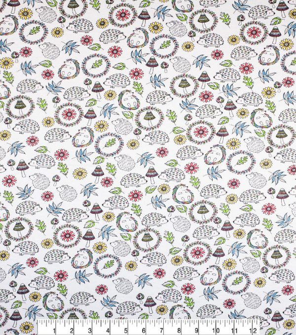 Hedgehogs   Mushrooms Super Snuggle Flannel Fabric - Image 2