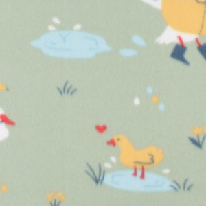 Playing in the Rain on Green Blizzard Fleece Fabric - 1