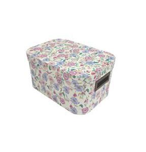 13 Floral on White Oval Box With Cut Out Handles by Place   Time