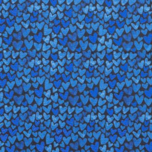 Packed Hearts Blue Quilt Foil Cotton Fabric by Keepsake Calico