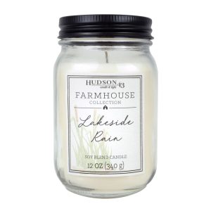 12oz Lakeside Rain Scented Mason Jar Candle by Hudson 43