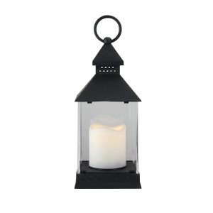 Northlight 9.5 Black Candle Lantern with LED Candle Tabletop Decor