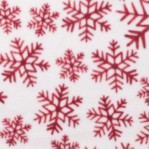 Red Snowflakes on White Anti Pill Fleece Fabric
