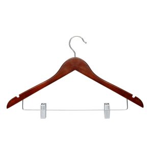 Honey Can Do 17.5 x 10 Cherry Wood Suit Hangers With Clips 12pk
