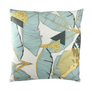 Northlight 18 Green Yellow Tropical Banana Leaf Square Throw Pillow