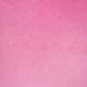 Pink Butterfly Embossed Icon Soft   Minky Fleece Fabric