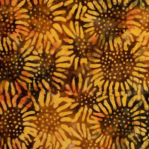Indonesian Batik Cotton Fabric Sunflower Burst Large