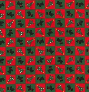 Trees on Green   Red Plaid Christmas Cotton Fabric