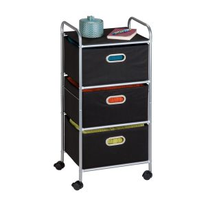Honey Can Do 16 x 35.5 Black 3 Drawer Rolling Fabric Cart