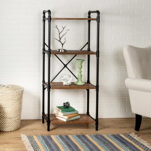 Honey Can Do 4 Tier Industrial Bookshelf Black