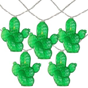 Northlight 10-Count Green Prickly Pear Cactus LED String Lights   4.5ft