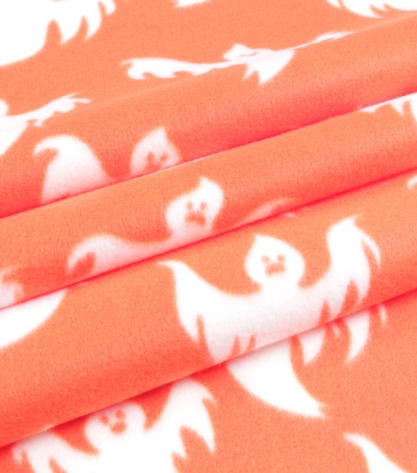 Orange Ghosts Blizzard Fleece Fabric - Image 3