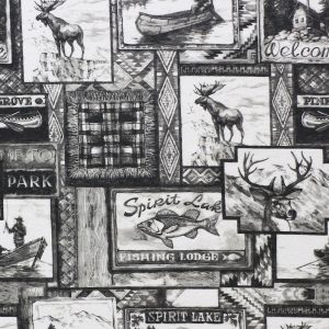 Black and White Spirit Lake Patch Super Snuggle Flannel Fabric