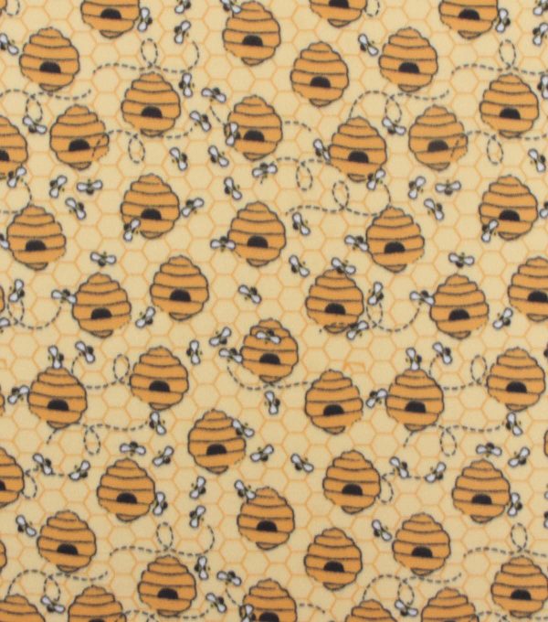 Bees And Honeycombs Blizzard Fleece Fabric - Image 2