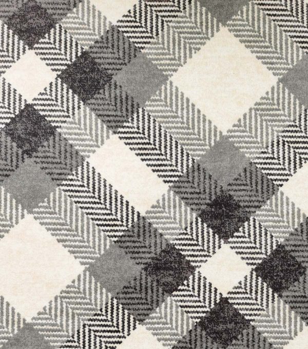 Gray Diagonal Plaid Luxe Flannel Fabric - Image 2