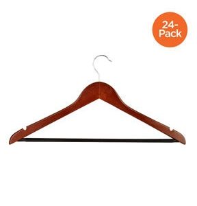 Honey Can Do 18 x 9 Cherry Wood No Slip Suit Hangers 24pk