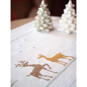 Vervaco 16 x 40 Reindeer Table Runner Stamped Cross Stitch Kit