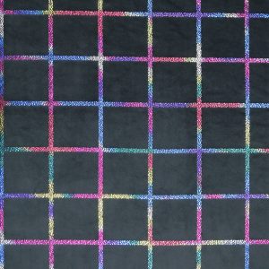 Rainbow Pride Grid on Black Pure Plush Fleece Fabric