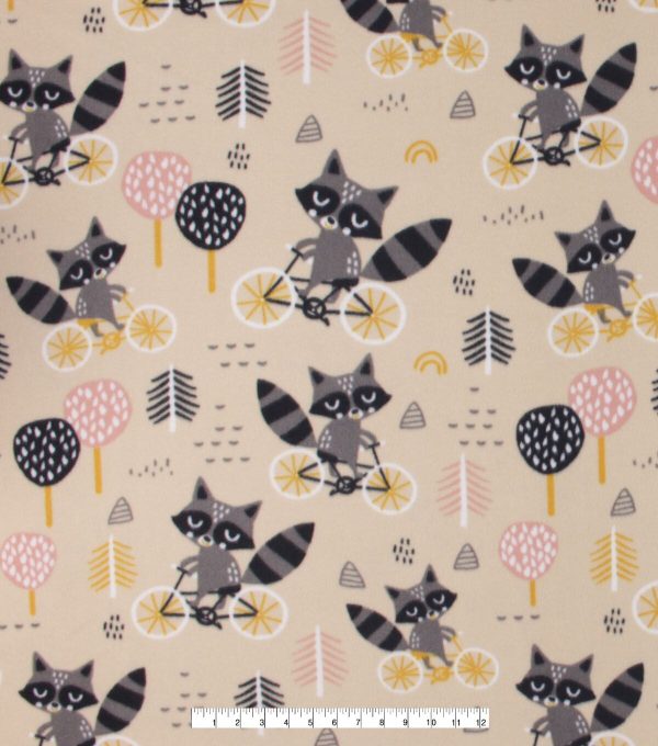 Racoons on Bikes Blizzard Fleece Fabric - Image 4