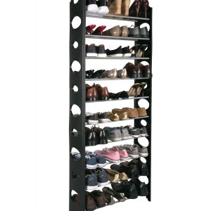 Simplify 61 Black 30 Pair Stackable Shoe Rack