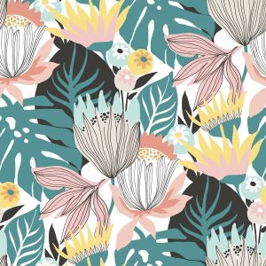 RoomMates 20.5 x 16.5  Retro Tropical Leaves Peel   Stick Wallpaper