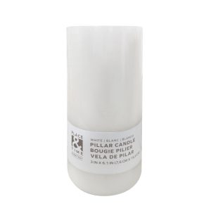 3 x 6 White 3 Wick Unscented Poured Pillar Candle by Place   Time