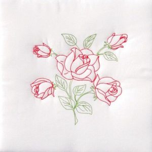 Jack Dempsey Needle Art 18 Long Stem Rose Stamped Quilt Blocks 6pk