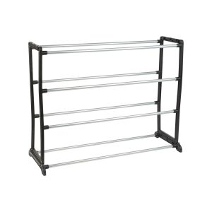 Simplify 24 Black 12 Pair Stackable Shoe Rack