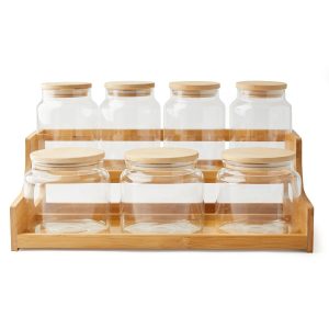 7ct Glass Jars   Wood Organization Shelf by Park Lane