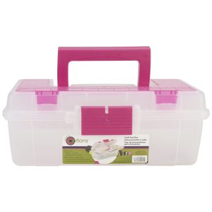Creative Options 13 Clear   Pink Craft Tool Box Organizer